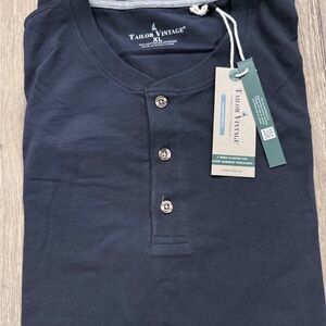 Tailor Vintage Men's Navy Henley Shirt